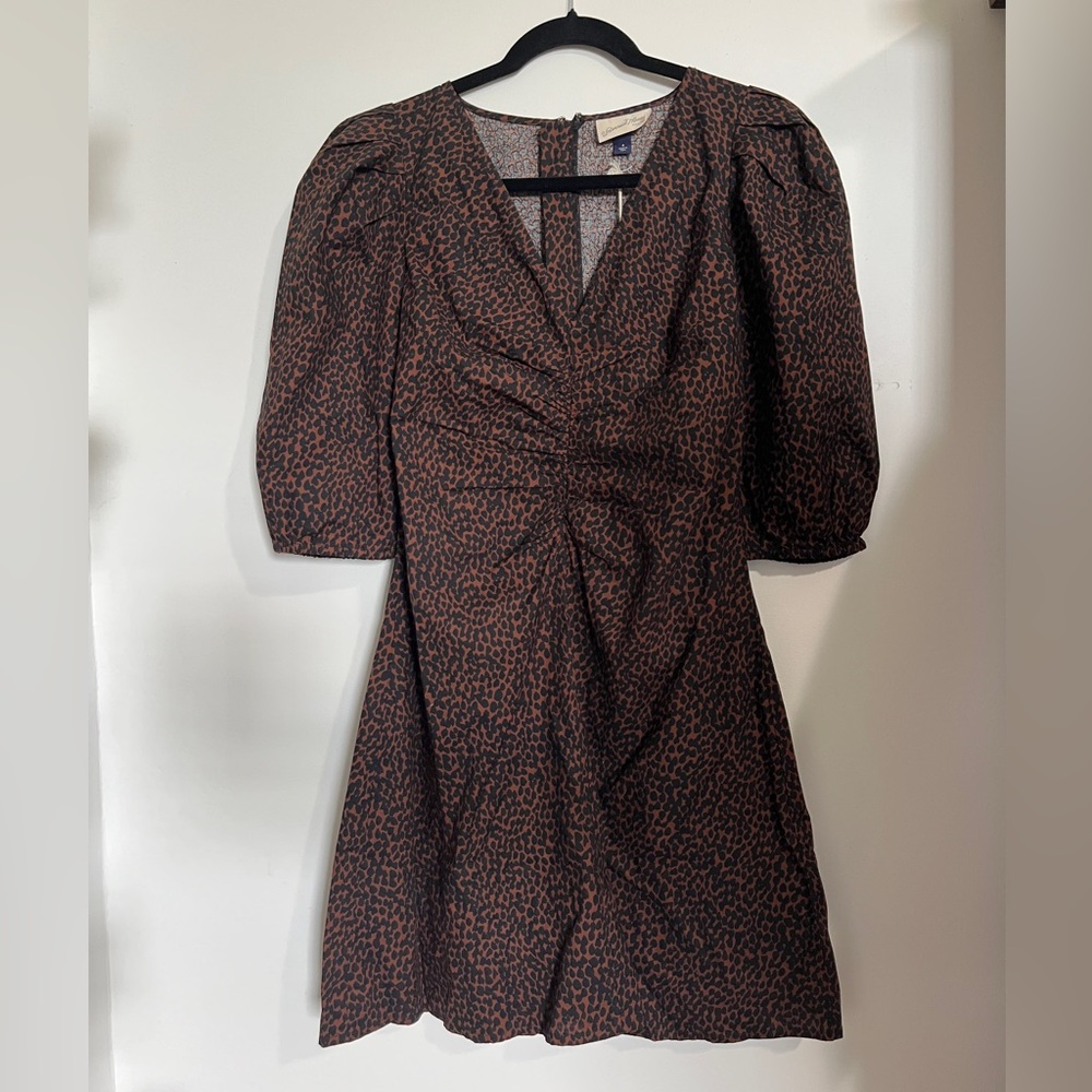 Universal Thread Brown Puffed Sleeve Wrap Dress